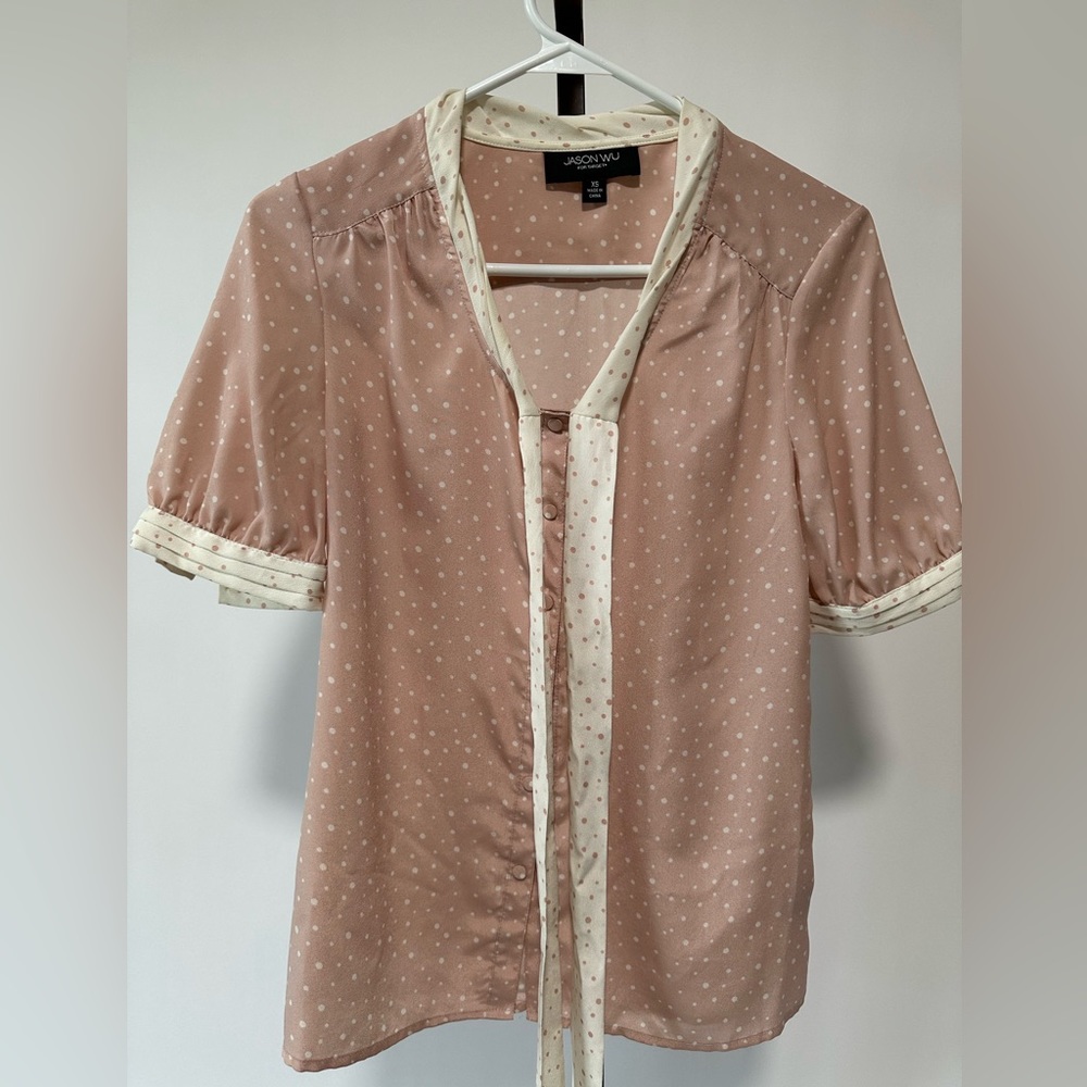 Jason Wu for Target Light Pink and White Polka Dot Blouse (Size: XS)